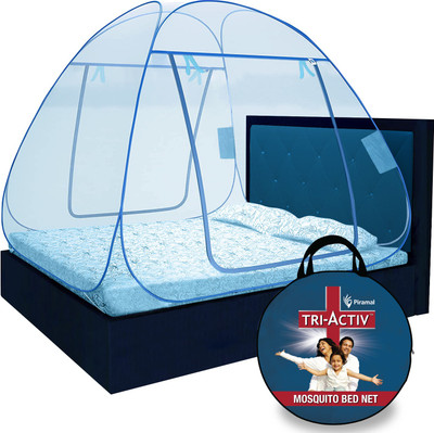 Tri-Activ Polyester Adults Washable Double Bed, King-Size Premium Machardani Piramal, Strong & Durable Mosquito Net(Blue, Bed Box)