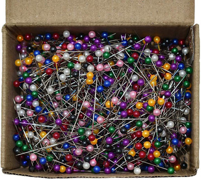 Hunny - Bunch Premium, Pearl Head Pins- Multipurpose Pins for Tailoring.  Pins(Set Of 1000, Multicolor)