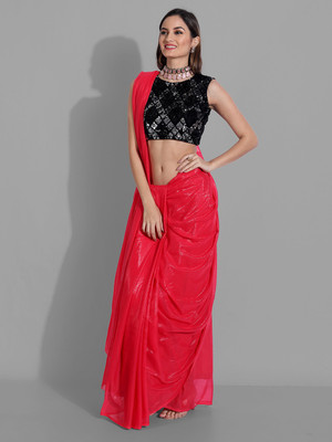 VILLAGIUS Solid/Plain Mysore Pure Silk Saree(Red)