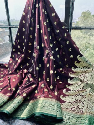 SHOPEEZY TEX FAB Woven Banarasi Silk Blend, Art Silk Saree(Maroon)