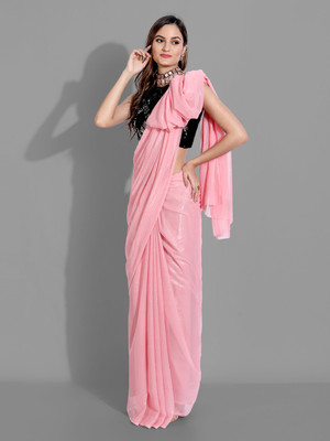 VILLAGIUS Solid/Plain Mysore Pure Silk Saree(Pink)