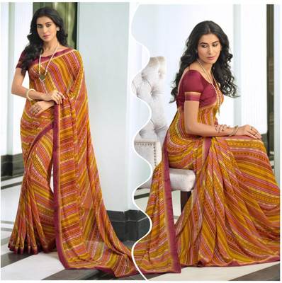 PHORIA STYLE Embroidered Daily Wear Georgette, Chiffon Saree(Orange)