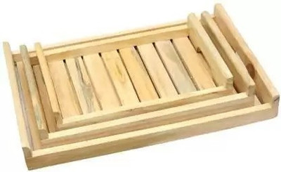 kisniv Wooden Tray Set Of 3 Tray Serving Set (Pack of 3) Tray Serving Set(Pack of 3)