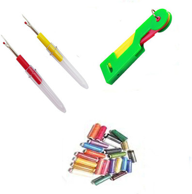 Crafts Haveli 3 Items Combo : 2 Seam Ripper, 20 Multi Thread Spool & 1 Adv Needle Threader Sewing Kit