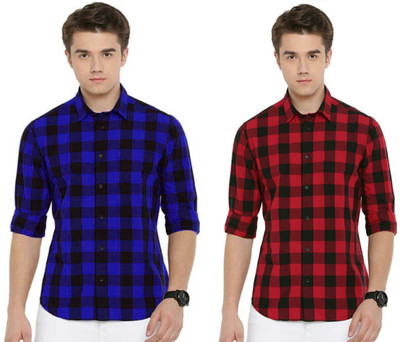 Rehan Trends Men Checkered Casual Multicolor Shirt(Pack of 2)