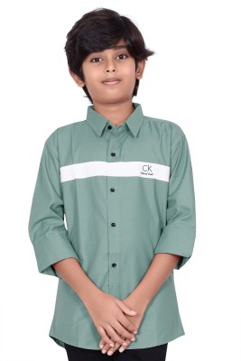 FRAUS Boys Solid Casual Green Shirt