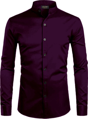MILDIN Men Solid Formal Purple Shirt