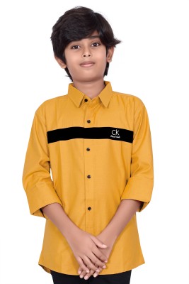 FRAUS Boys Solid Casual Yellow Shirt