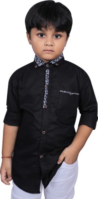 SKY PEARL Boys Printed Casual Black Shirt