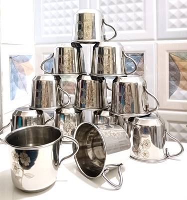 Pack of 12 Stainless Steel Tea Cup Set | Steel Cups | Coffee Cups| Chai ka Cup | Coffee Mug
