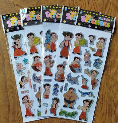 Super Easy 0.7 cm Chhota Bheem Cartoon Character Puffy 3D Cute Funny Stickers (10 Sheets) Self Adhesive Sticker(Pack of 10)