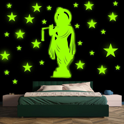 Ashamohar 28 cm Home Decor for Krishna Star for Wall Night Glowing Medium and Solar Glow in the Dark Sticker(Pack of 1)
