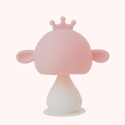 GUCHIGU Mushroom shaped silicone baby Teether with Rattle Toy for newborns(Pink) Teether(Pink)