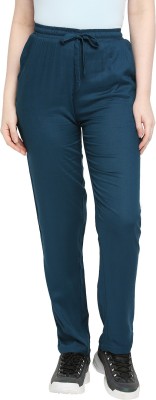 Red Ring Solid Women Dark Blue Track Pants