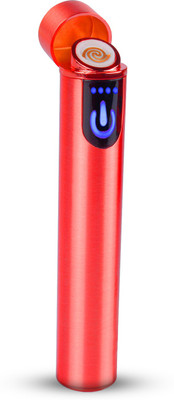 WRADER USB Rechargeable Flameless Cigarette Lighter with On/Off Touch Sensor Plasma Lighter Non Gas Refillable Lighter Windproof Lighter Sleek Cigarette Lighter(Red)