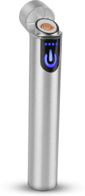 WRADER USB Rechargeable Flameless Cigarette Lighter with On/Off Touch Sensor Plasma Lighter Non Gas Refillable Lighter Windproof Lighter Sleek Cigarette Lighter(Silver)