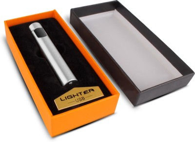WRADER Sleek Rechargeable Flameless Cigarette Lighter with On/Off Touch Sensor Plasma Lighter Butane Free Cigarette Lighter for Smoking Windproof Cigarette Lighter(Silver)