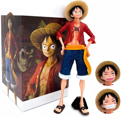 Trunkin One Piece Monkey D Luffy with 3 Different Faces Action Figurine(Multicolor)