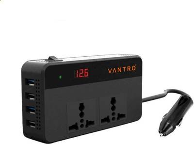 Vantro Car Power Inverter 200W 400W Peak with 2 AC Ports 4 USB