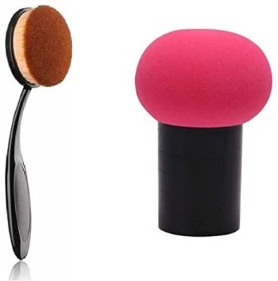 Lusty soul Mushroom Powder Puff Blender Sponge for Foundation and Oval Foundation Brush, MAKEUP TOOL - PACK OF 2, multicolor(2 Items in the set)