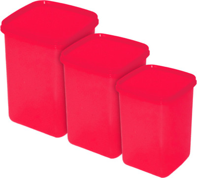 KUBER INDUSTRIES Plastic Grocery Container  - 3000 ml(Pack of 3, Red)