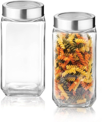 TINSUHG Glass Tea Coffee & Sugar Container  - 1000 ml(Pack of 2, Clear)
