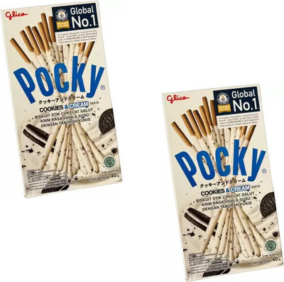 Pocky Cookie & Cream Flavor Biscuit Sticks pack Of 2 | Imported Stick Biscuit Cream Cracker Biscuit(2 x 47 g)
