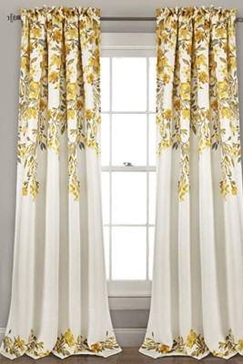 Goal 154 cm (5 ft) Polyester Room Darkening Window Curtain (Pack Of 2)(Floral, White)
