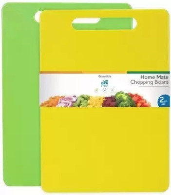 YASHODEEP PLASTIC Premium Quality Plastic Fruit & Vegetable Chopping Board With Handle (Pack Of 2) Plastic Cutting Board(Multicolor Pack of 2 Dishwasher Safe)