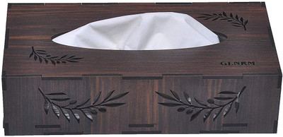 MGNLR 1 Compartments Wooden Tissue Paper Box Rectangular Shape Napkin Holder use for car,Home and Office(Brown)