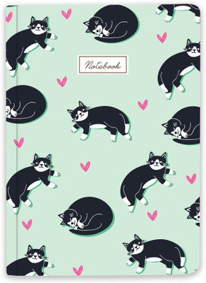 Happening Hippo Cat A5 Notebook Unruled 100 GSM 70 Pages(Sky Blue)