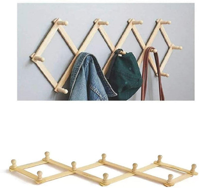 STUFFCOLLECTION Multipurpose Wooden Wall Mounted Cloth Hook Adjustable Hanger Door Hanger