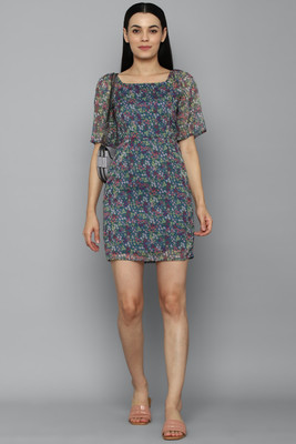 Allen Solly Women A-line Blue Above Knee/Mid Thigh Length Dress