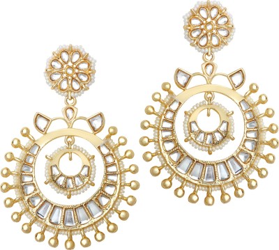 mahi Floral Chandbali Dangler Earrings with Pearls Beads Alloy Chandbali Earring