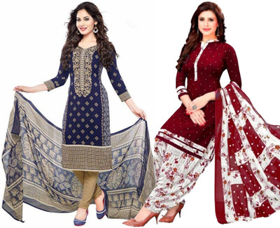RENSILAFAB Crepe Printed Kurta & Patiyala Material