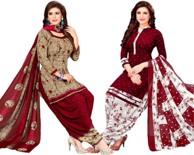 PINK WISH Crepe Printed Kurta & Churidar Material