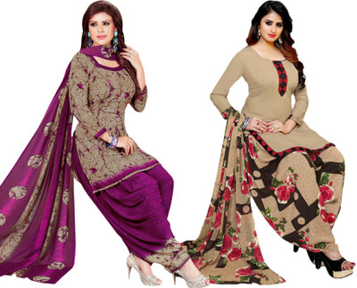 PINK WISH Crepe Printed Kurta & Patiyala Material