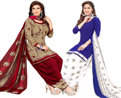 PINK WISH Crepe Printed Kurta & Patiyala Material