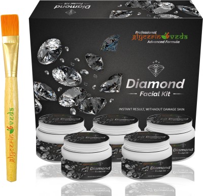 GlycerineVeda Professional Diamond Facial Kit, Premium Quality | With Face Pack & Bleach Brush(6 x 41.67 g)