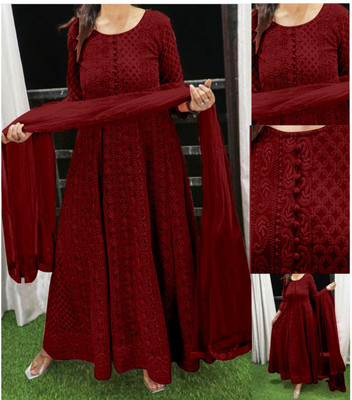 BLACK SCISSOR Flared/A-line Gown(Maroon)