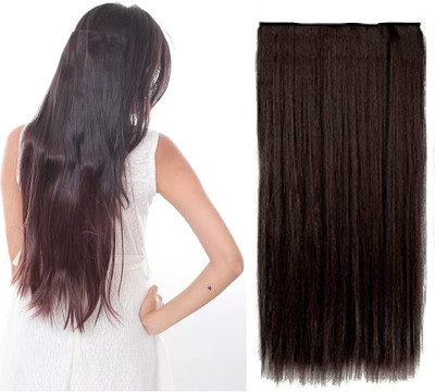 Blushia Synthetic straight  Extension in Brown Color-24 inches with 5 Clip based Hair Extension