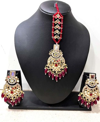 Yanshika Alloy Gold-plated Maroon, White, Gold Jewellery Set(Pack of 1)