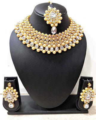 Yanshika Alloy Gold-plated White, Gold Jewellery Set(Pack of 1)