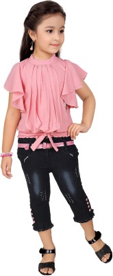 Arshia Fashions Girls Casual Top Capri(Pink)
