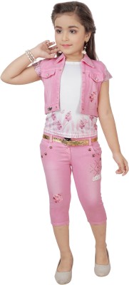 Arshia Fashions Girls Casual Top Capri, Jacket(Pink)