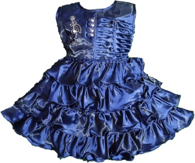 MARUF DRESSES Baby Girls Midi/Knee Length Casual Dress(Blue, Sleeveless)