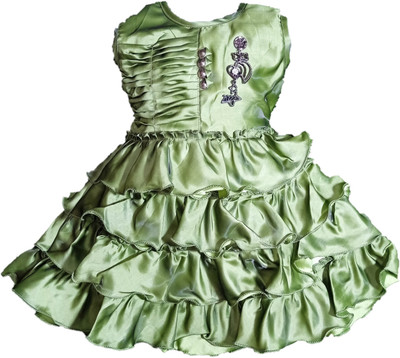 MARUF DRESSES Baby Girls Midi/Knee Length Casual Dress(Dark Green, Sleeveless)