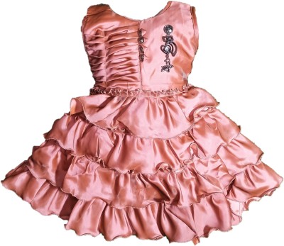 MARUF DRESSES Baby Girls Midi/Knee Length Casual Dress(Pink, Sleeveless)