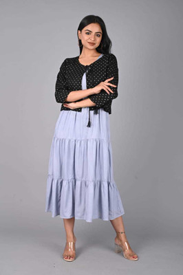Sheffali Creation Women Solid Flared Kurta(Light Blue)