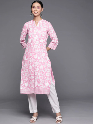 Varanga Women Printed Straight Kurta(Pink)